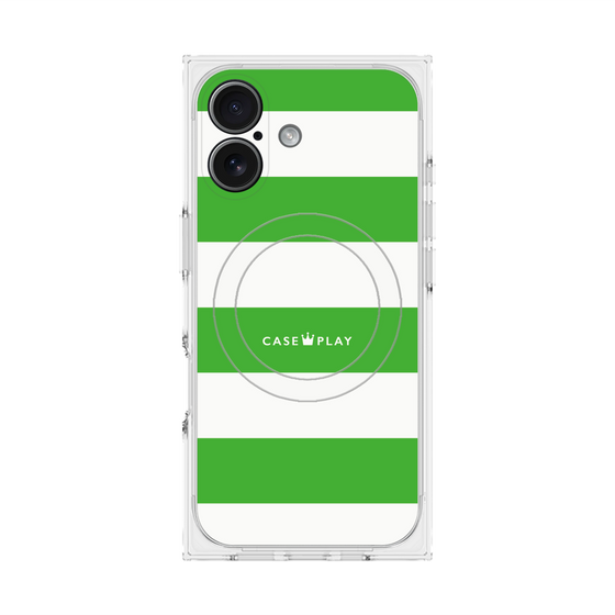 プレミアムスクエアケース with MagSafe［ Big Border - Green ］