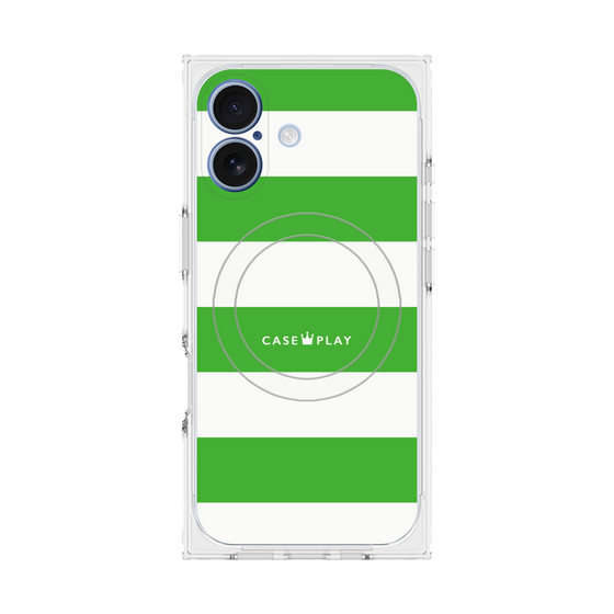 プレミアムスクエアケース with MagSafe［ Big Border - Green ］
