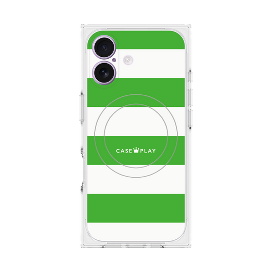 プレミアムスクエアケース with MagSafe［ Big Border - Green ］