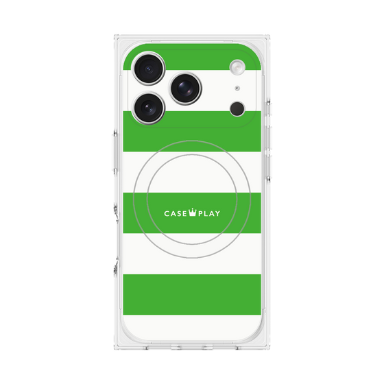 プレミアムスクエアケース with MagSafe［ Big Border - Green ］