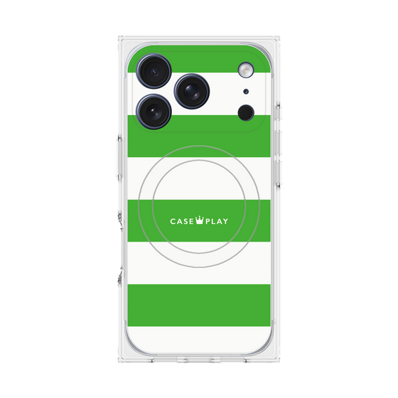 プレミアムスクエアケース with MagSafe［ Big Border - Green ］