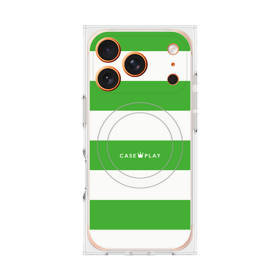 プレミアムスクエアケース with MagSafe［ Big Border - Green ］
