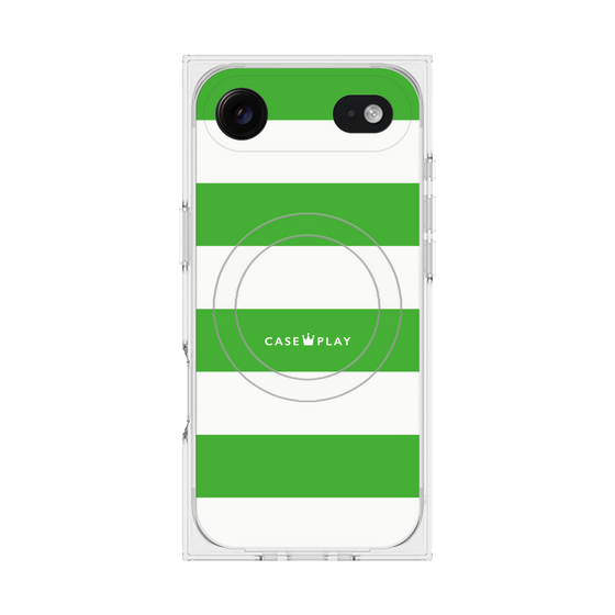 プレミアムスクエアケース with MagSafe［ Big Border - Green ］