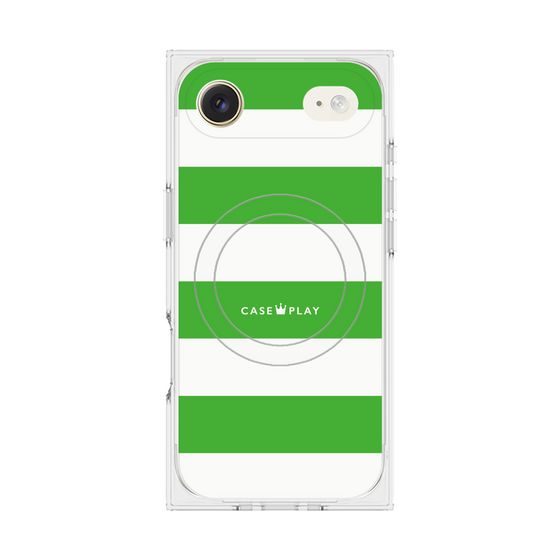 プレミアムスクエアケース with MagSafe［ Big Border - Green ］