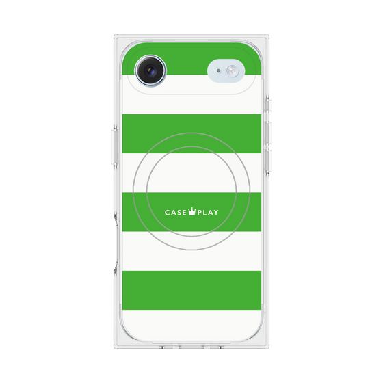 プレミアムスクエアケース with MagSafe［ Big Border - Green ］