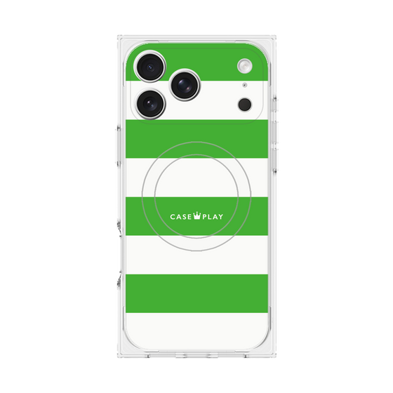 プレミアムスクエアケース with MagSafe［ Big Border - Green ］