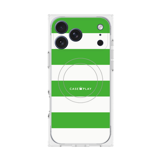 プレミアムスクエアケース with MagSafe［ Big Border - Green ］