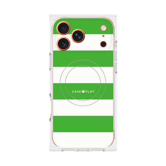 プレミアムスクエアケース with MagSafe［ Big Border - Green ］