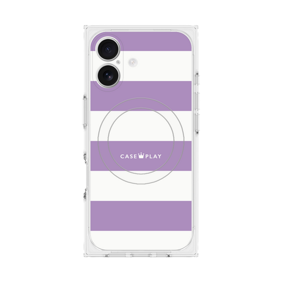 プレミアムスクエアケース with MagSafe［ Big Border - Purple ］