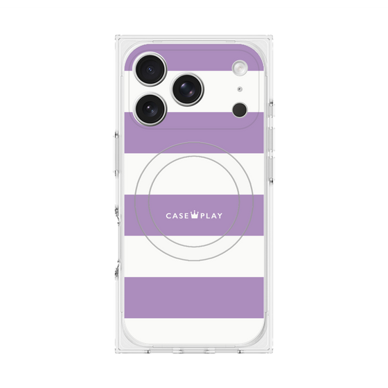 プレミアムスクエアケース with MagSafe［ Big Border - Purple ］