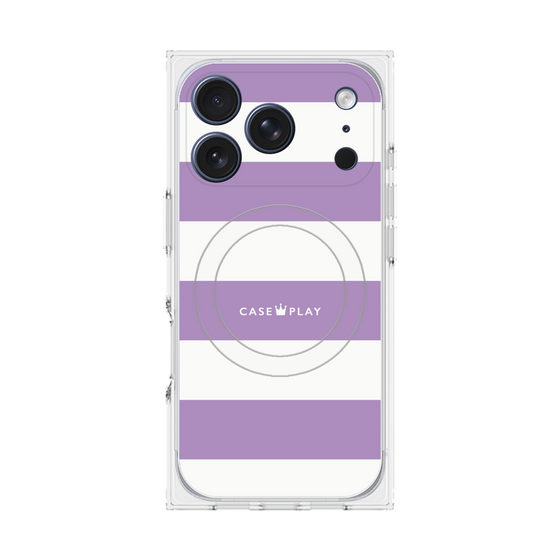 プレミアムスクエアケース with MagSafe［ Big Border - Purple ］