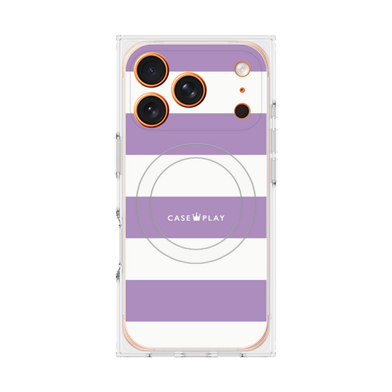 プレミアムスクエアケース with MagSafe［ Big Border - Purple ］