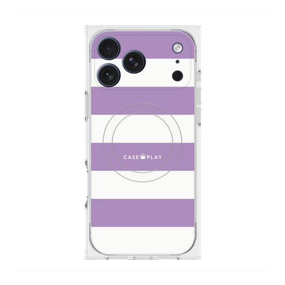 プレミアムスクエアケース with MagSafe［ Big Border - Purple ］