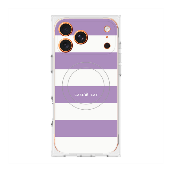 プレミアムスクエアケース with MagSafe［ Big Border - Purple ］