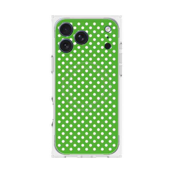 プレミアムスクエアケース with MagSafe［ Small Dot - Green ］