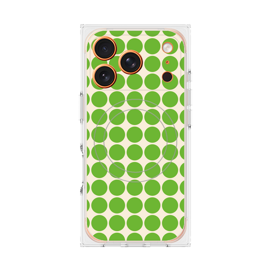 プレミアムスクエアケース with MagSafe［ Big Dot - Green ］
