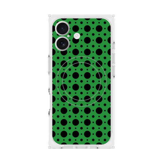 プレミアムスクエアケース with MagSafe［ Shower Dot - Green ］