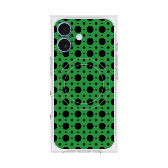 プレミアムスクエアケース with MagSafe［ Shower Dot - Green ］