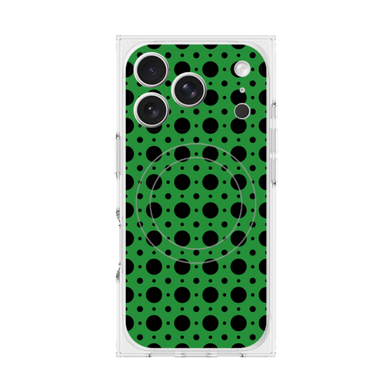 プレミアムスクエアケース with MagSafe［ Shower Dot - Green ］