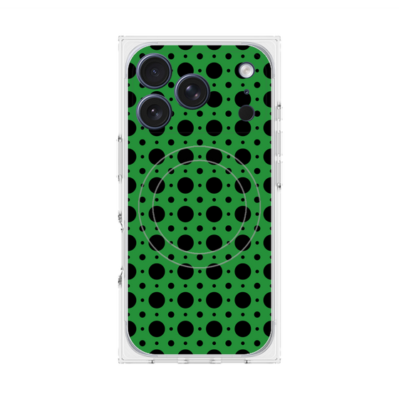 プレミアムスクエアケース with MagSafe［ Shower Dot - Green ］