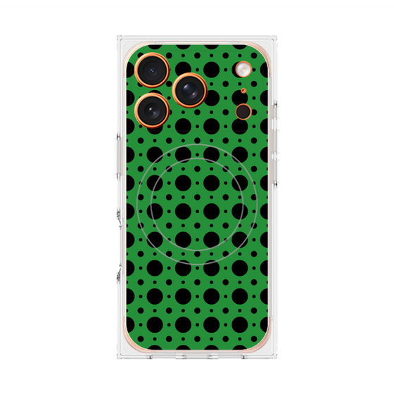 プレミアムスクエアケース with MagSafe［ Shower Dot - Green ］