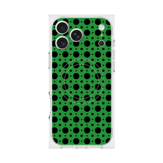 プレミアムスクエアケース with MagSafe［ Shower Dot - Green ］