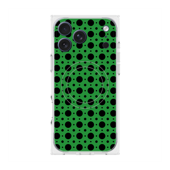 プレミアムスクエアケース with MagSafe［ Shower Dot - Green ］