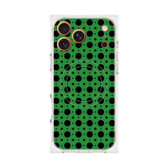 プレミアムスクエアケース with MagSafe［ Shower Dot - Green ］