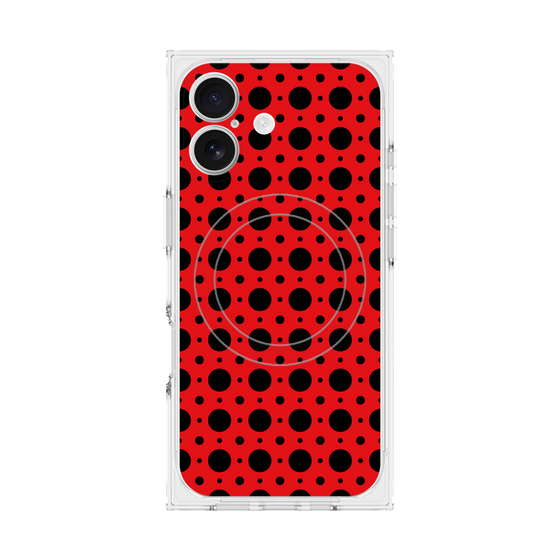 プレミアムスクエアケース with MagSafe［ Shower Dot - Red ］