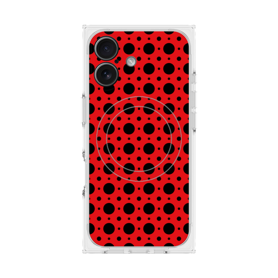 プレミアムスクエアケース with MagSafe［ Shower Dot - Red ］