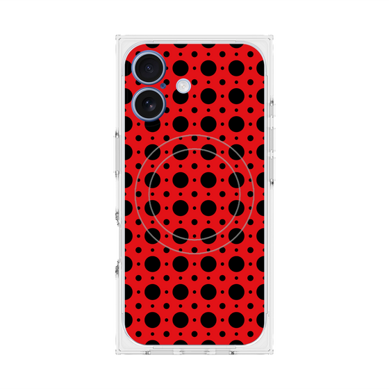 プレミアムスクエアケース with MagSafe［ Shower Dot - Red ］