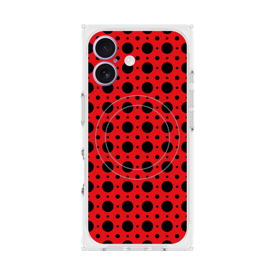 プレミアムスクエアケース with MagSafe［ Shower Dot - Red ］