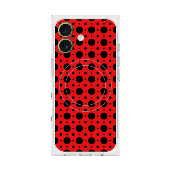 プレミアムスクエアケース with MagSafe［ Shower Dot - Red ］