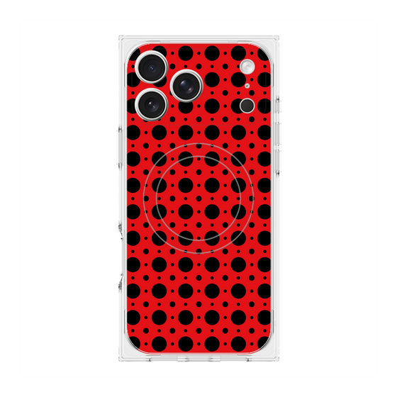 プレミアムスクエアケース with MagSafe［ Shower Dot - Red ］
