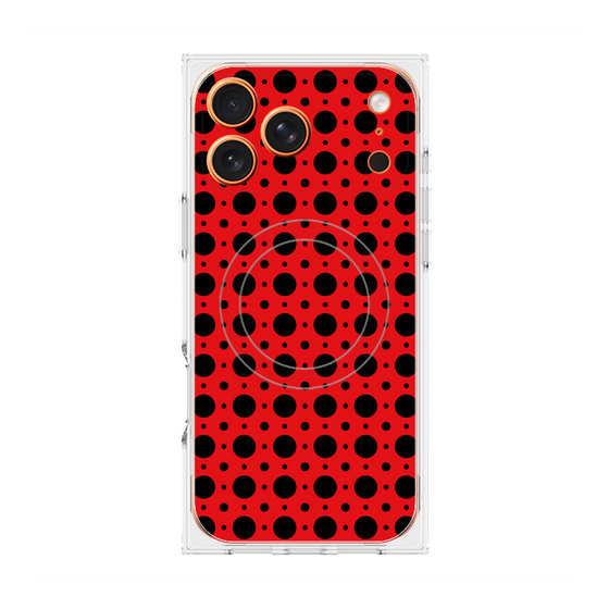 プレミアムスクエアケース with MagSafe［ Shower Dot - Red ］