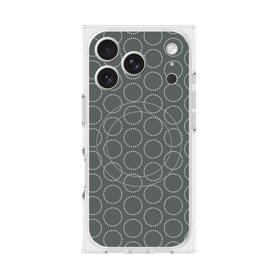 プレミアムスクエアケース with MagSafe［ Dot Circle - Gray ］