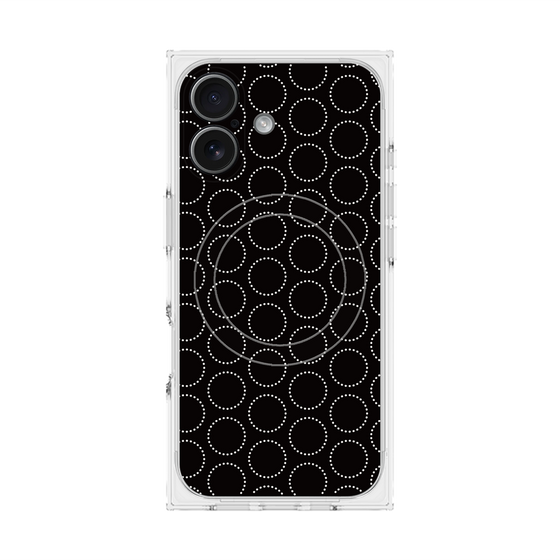 プレミアムスクエアケース with MagSafe［ Dot Circle - Black ］