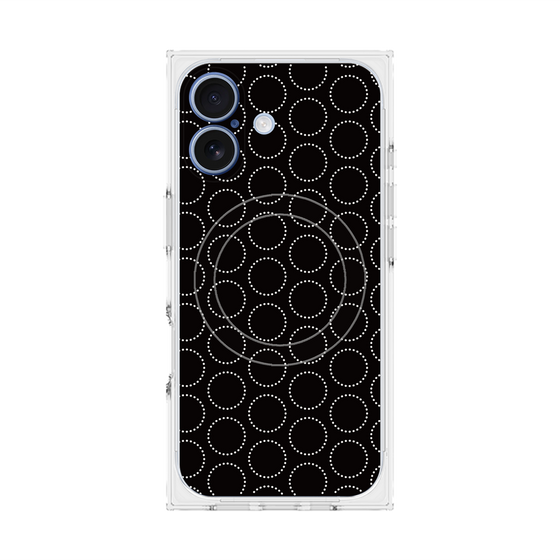 プレミアムスクエアケース with MagSafe［ Dot Circle - Black ］