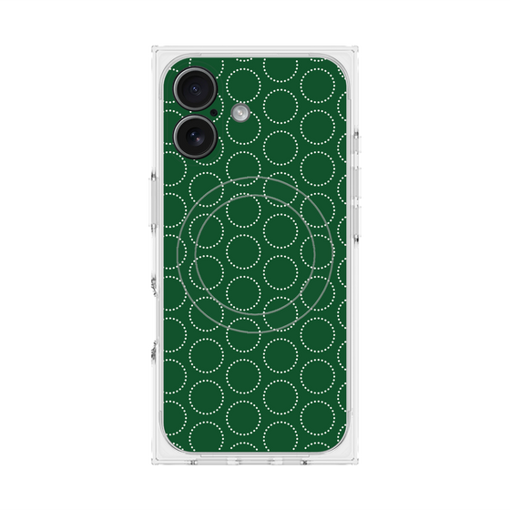 プレミアムスクエアケース with MagSafe［ Dot Circle - Green ］