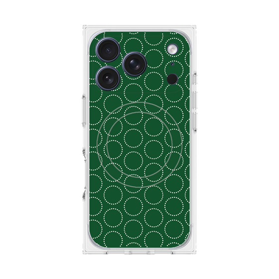 プレミアムスクエアケース with MagSafe［ Dot Circle - Green ］