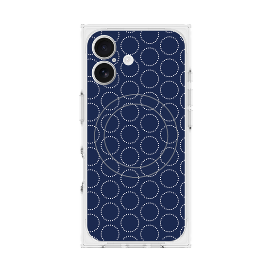 プレミアムスクエアケース with MagSafe［ Dot Circle - Navy ］