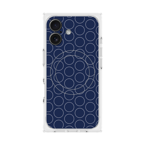 プレミアムスクエアケース with MagSafe［ Dot Circle - Navy ］