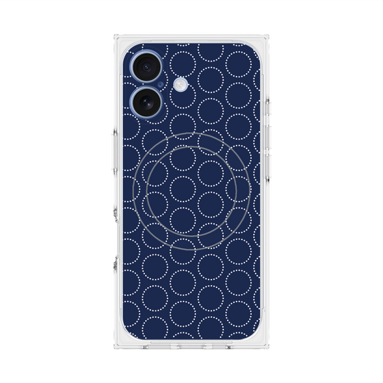 プレミアムスクエアケース with MagSafe［ Dot Circle - Navy ］