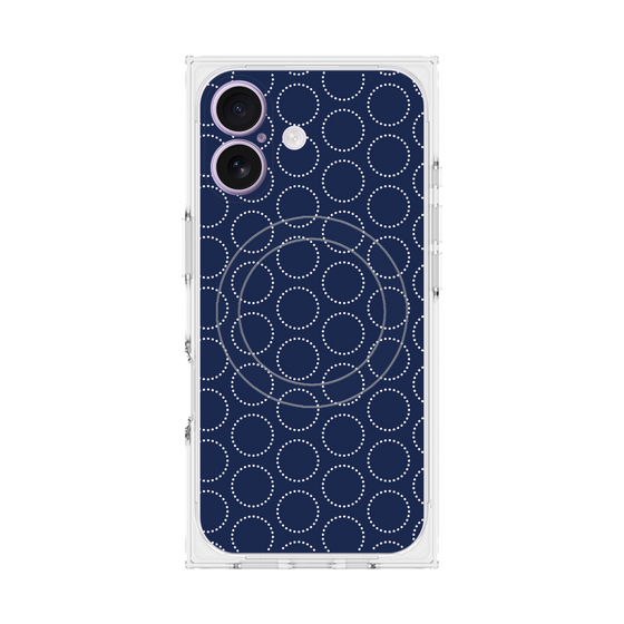 プレミアムスクエアケース with MagSafe［ Dot Circle - Navy ］