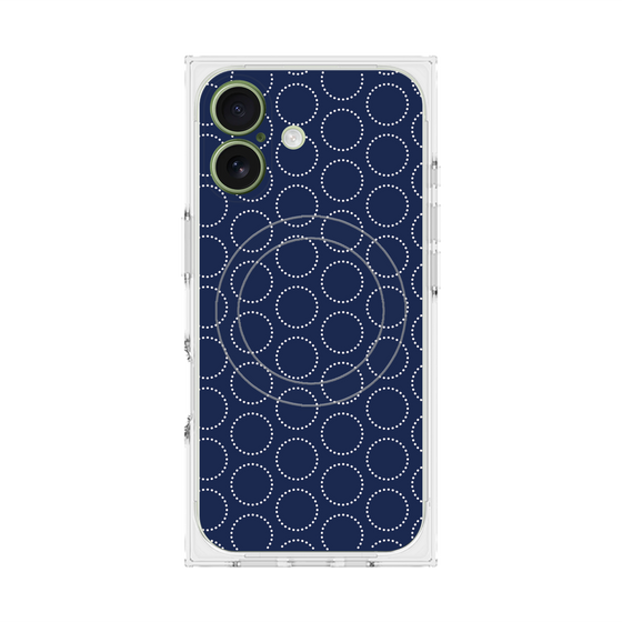 プレミアムスクエアケース with MagSafe［ Dot Circle - Navy ］