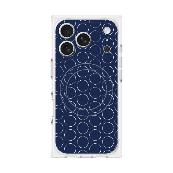 プレミアムスクエアケース with MagSafe［ Dot Circle - Navy ］