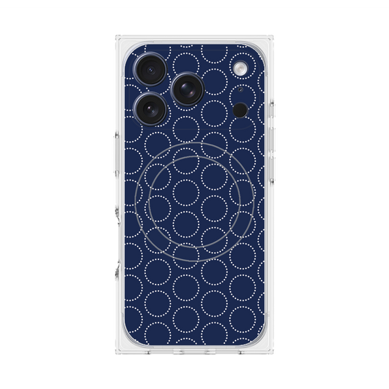 プレミアムスクエアケース with MagSafe［ Dot Circle - Navy ］