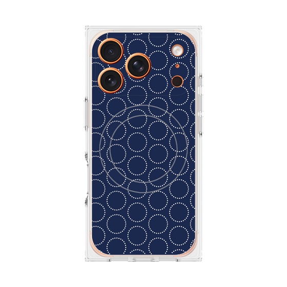 プレミアムスクエアケース with MagSafe［ Dot Circle - Navy ］