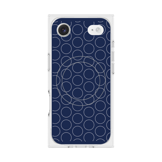 プレミアムスクエアケース with MagSafe［ Dot Circle - Navy ］