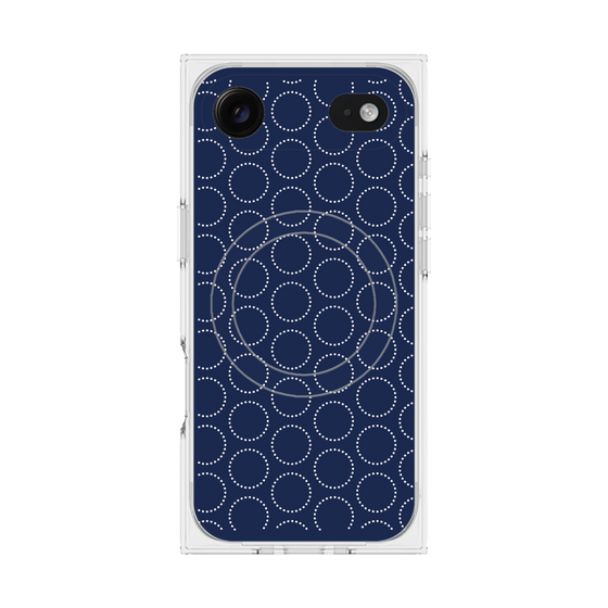 プレミアムスクエアケース with MagSafe［ Dot Circle - Navy ］